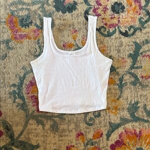 Elegant White Ribbed Tank Top